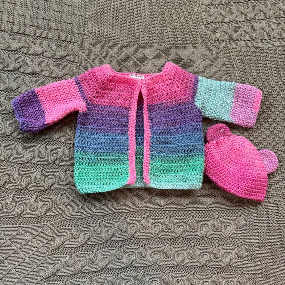 Handmade Cardigan & Hat Duo ~ 6/12M